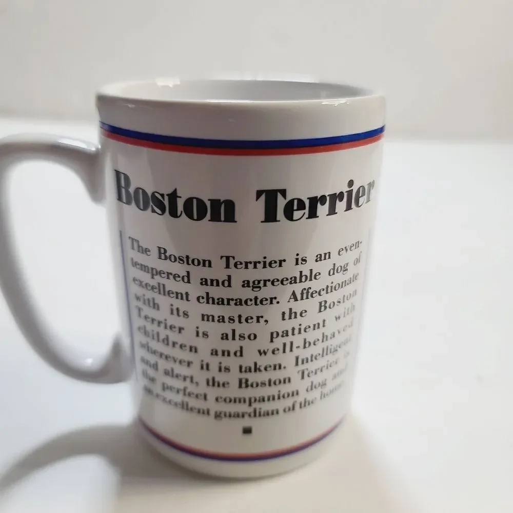 Vintage 80s R. Masthead Boston Terrier Dog Coffee Mug